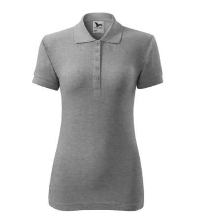 MALFINI COTTON Women's polo shirt in dark gray melange - promotional clothing printed with your company logo