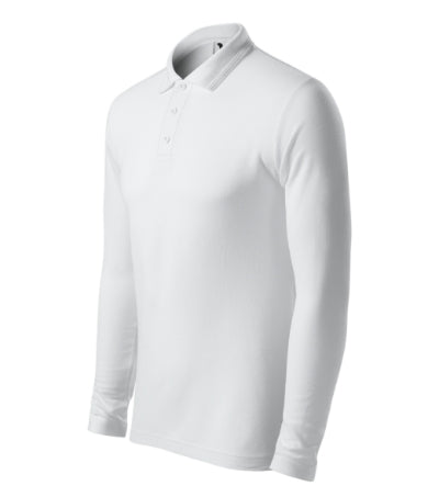 MALFINI PIQUE POLO LS Men's polo shirt in white - promotional clothing printed with your company logo