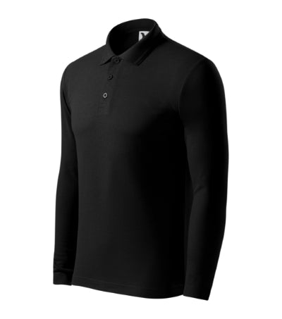 MALFINI PIQUE POLO LS Men's polo shirt in black - promotional clothing printed with your company logo