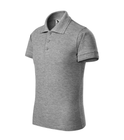 MALFINI PIQUE POLO Kids' polo shirt in dark gray melange - promotional clothing printed with your company logo