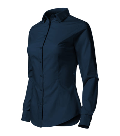 MALFINI STYLE LS Women's shirt in navy blue - promotional clothing printed with your company logo