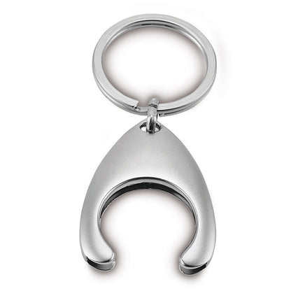 Keyring promotional event giveaway in satin silver with custom logo branding