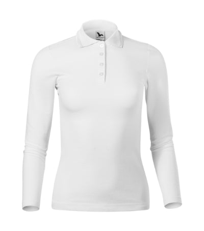 MALFINI PIQUE POLO LS Women's polo shirt in white - promotional clothing printed with your company logo