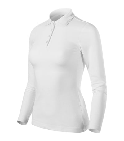 MALFINI PIQUE POLO LS Women's polo shirt in white - promotional clothing printed with your company logo