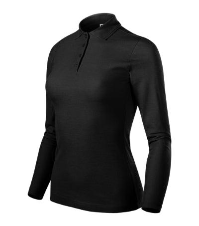 MALFINI PIQUE POLO LS Women's polo shirt in black - promotional clothing printed with your company logo