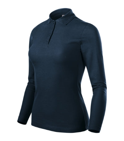 MALFINI PIQUE POLO LS Women's polo shirt in navy blue - promotional clothing printed with your company logo