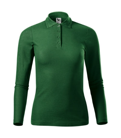 MALFINI PIQUE POLO LS Women's polo shirt in bottle green - promotional clothing printed with your company logo