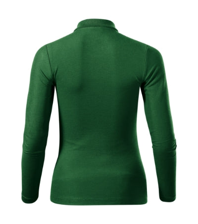 MALFINI PIQUE POLO LS Women's polo shirt in bottle green - promotional clothing printed with your company logo