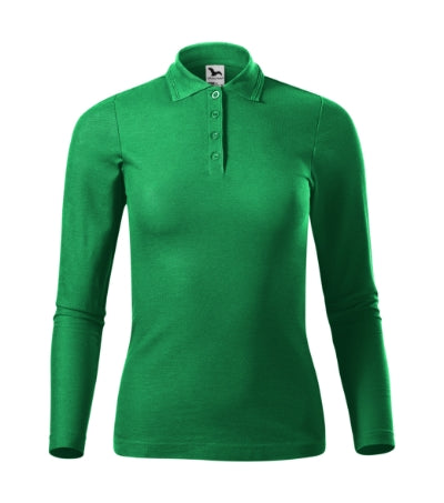 MALFINI PIQUE POLO LS Women's polo shirt in kelly green - promotional clothing printed with your company logo