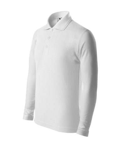 MALFINI PIQUE POLO LS Kids' polo shirt in white - promotional clothing printed with your company logo