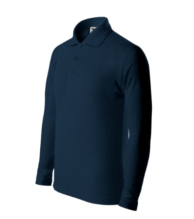 MALFINI PIQUE POLO LS Kids' polo shirt in navy blue - promotional clothing printed with your company logo