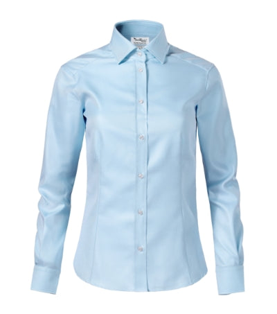 MALFINI Premium JOURNEY Women's shirt in slant blue/white - promotional clothing printed with your company logo