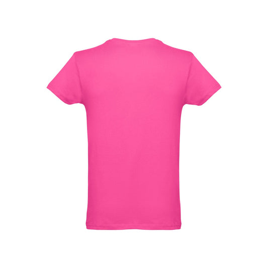 THC LUANDA promotional t-shirt in pink (detail view) with custom logo branding