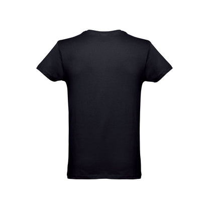 THC LUANDA promotional t-shirt in black (detail view) with custom logo branding