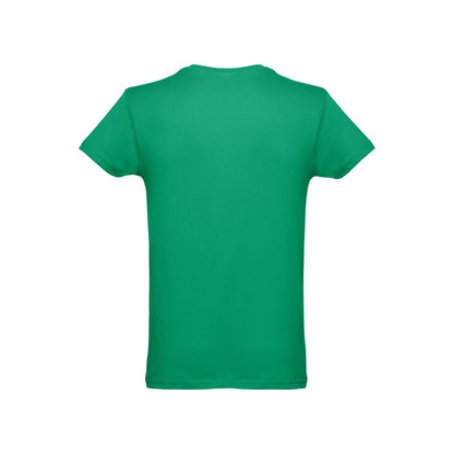 THC LUANDA promotional t-shirt in green (detail view) with custom logo branding