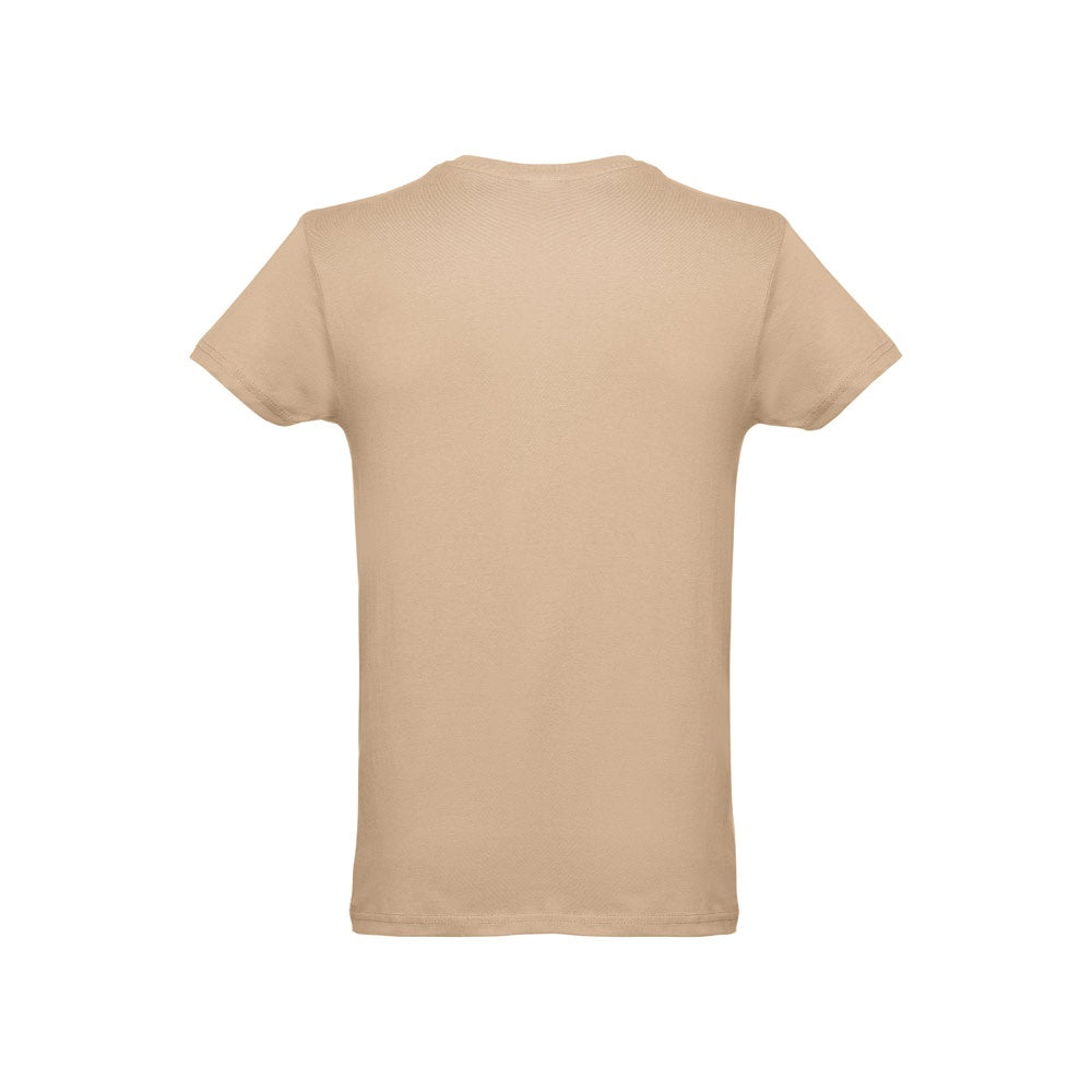 THC LUANDA promotional t-shirt in light brown (detail view) with custom logo branding