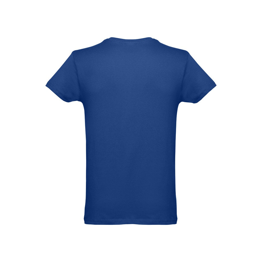 THC LUANDA promotional t-shirt in royal blue (detail view) with custom logo branding