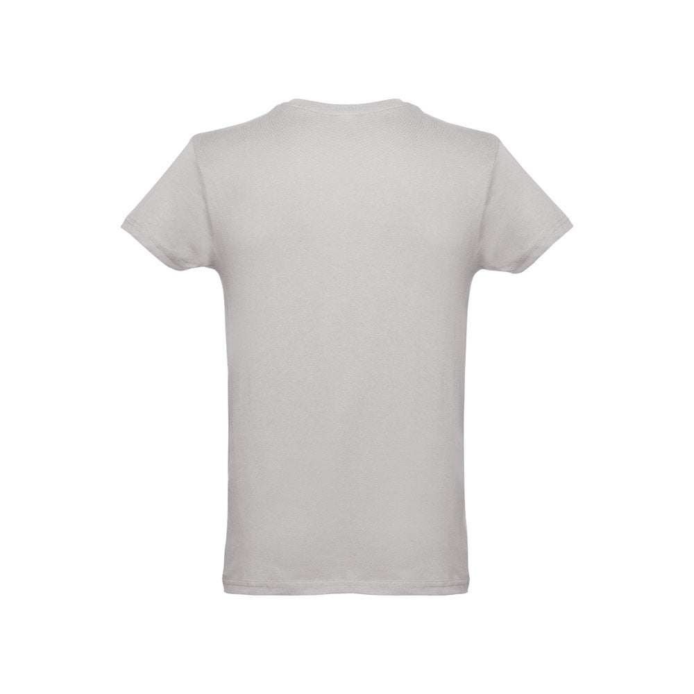 THC LUANDA promotional t-shirt in light grey (detail view) with custom logo branding