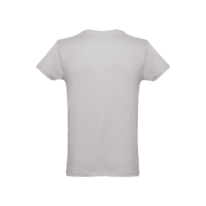 THC LUANDA promotional t-shirt in light grey (detail view) with custom logo branding