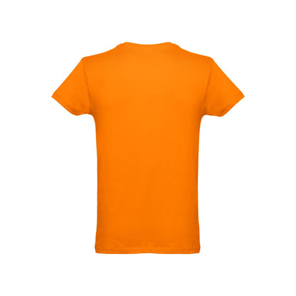 THC LUANDA promotional t-shirt in orange (detail view) with custom logo branding