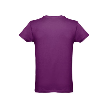 THC LUANDA promotional t-shirt in purple (detail view) with custom logo branding