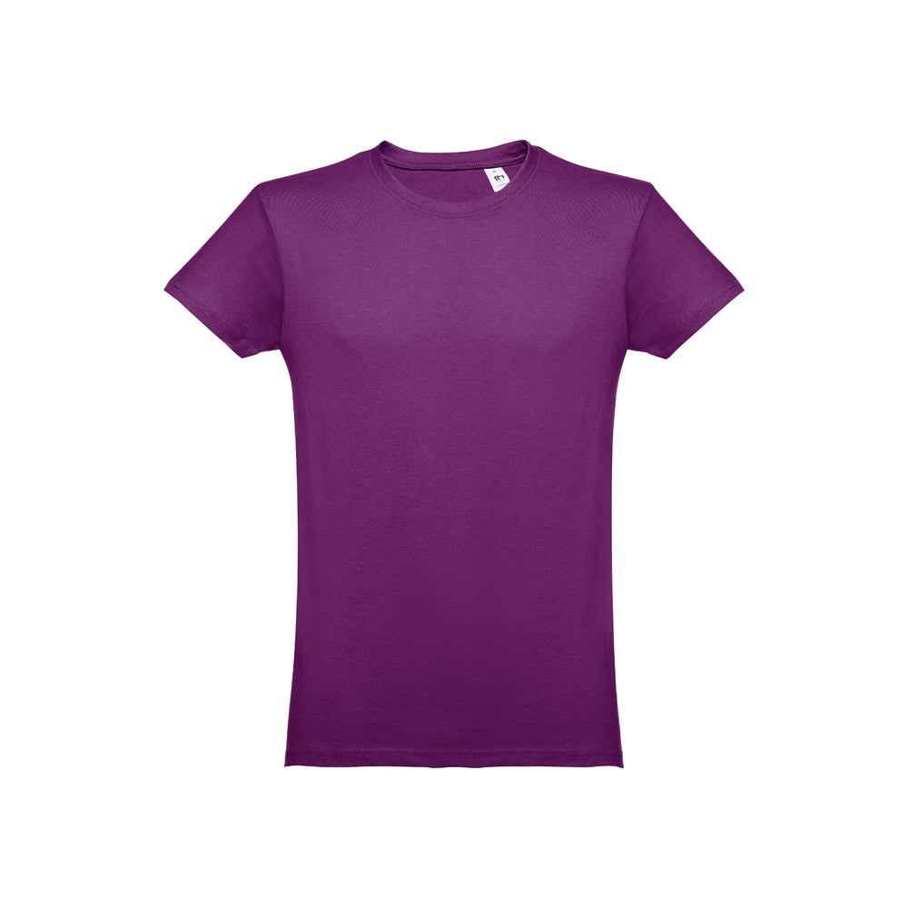 THC LUANDA promotional t-shirt in purple with custom logo branding