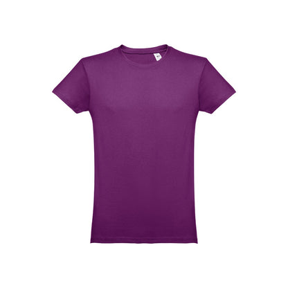 THC LUANDA promotional t-shirt in purple with custom logo branding