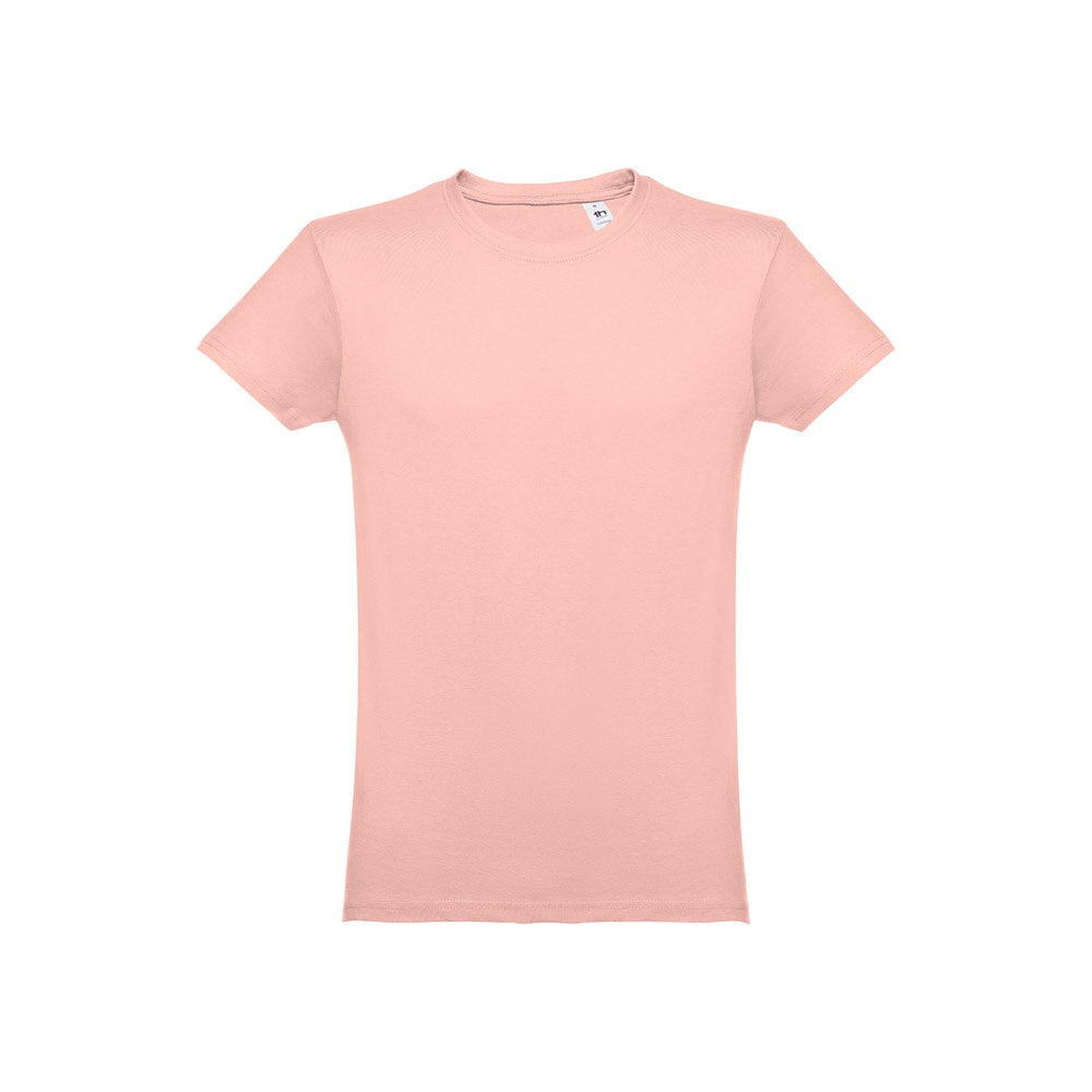 THC LUANDA promotional t-shirt in salmon (detail view) with custom logo branding