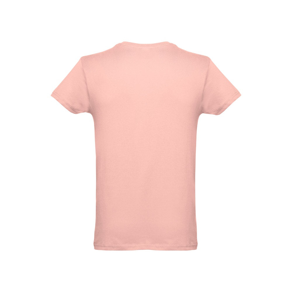 THC LUANDA promotional t-shirt in salmon (detail view) with custom logo branding