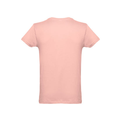 THC LUANDA promotional t-shirt in salmon (detail view) with custom logo branding