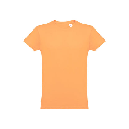 THC LUANDA promotional t-shirt in coral orange with custom logo branding