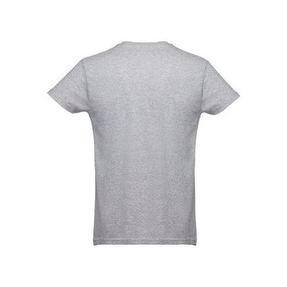 THC LUANDA promotional t-shirt in heather light grey (detail view) with custom logo branding