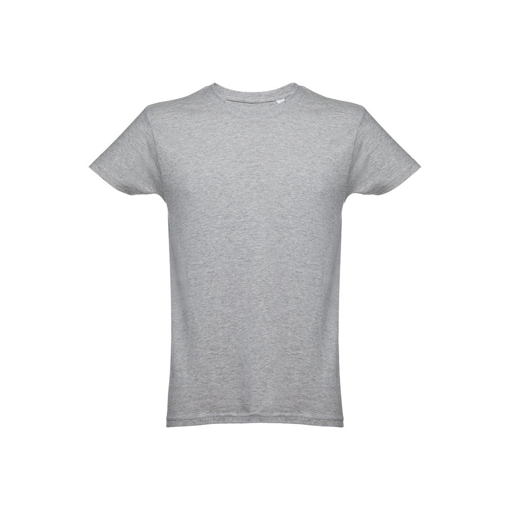 THC LUANDA promotional t-shirt in heather light grey with custom logo branding
