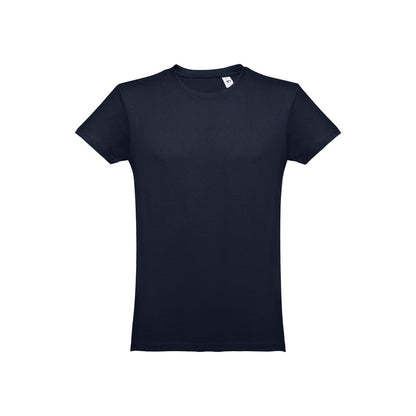 THC LUANDA promotional t-shirt in eclipse blue (detail view) with custom logo branding