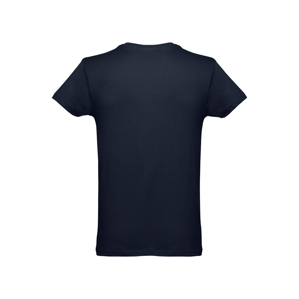 THC LUANDA promotional t-shirt in eclipse blue (detail view) with custom logo branding
