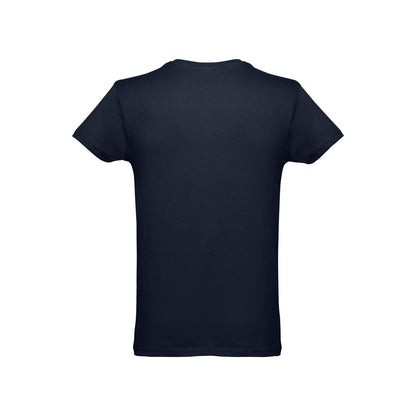 THC LUANDA promotional t-shirt in eclipse blue (detail view) with custom logo branding