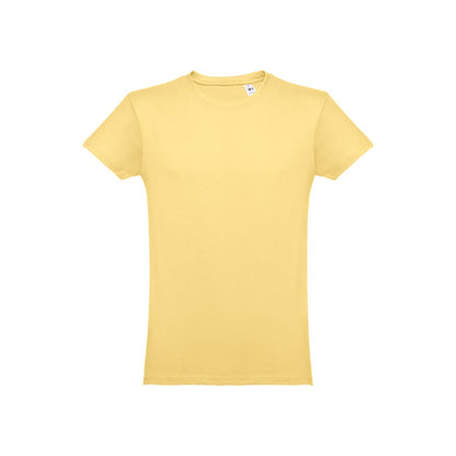 THC LUANDA promotional t-shirt in digital yellow with custom logo branding