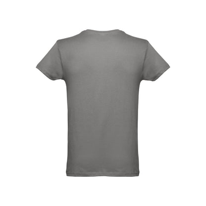 THC LUANDA 3XL promotional t-shirt in grey (detail view) with custom logo branding