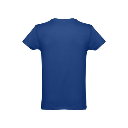 THC LUANDA 3XL promotional t-shirt in royal blue (detail view) with custom logo branding