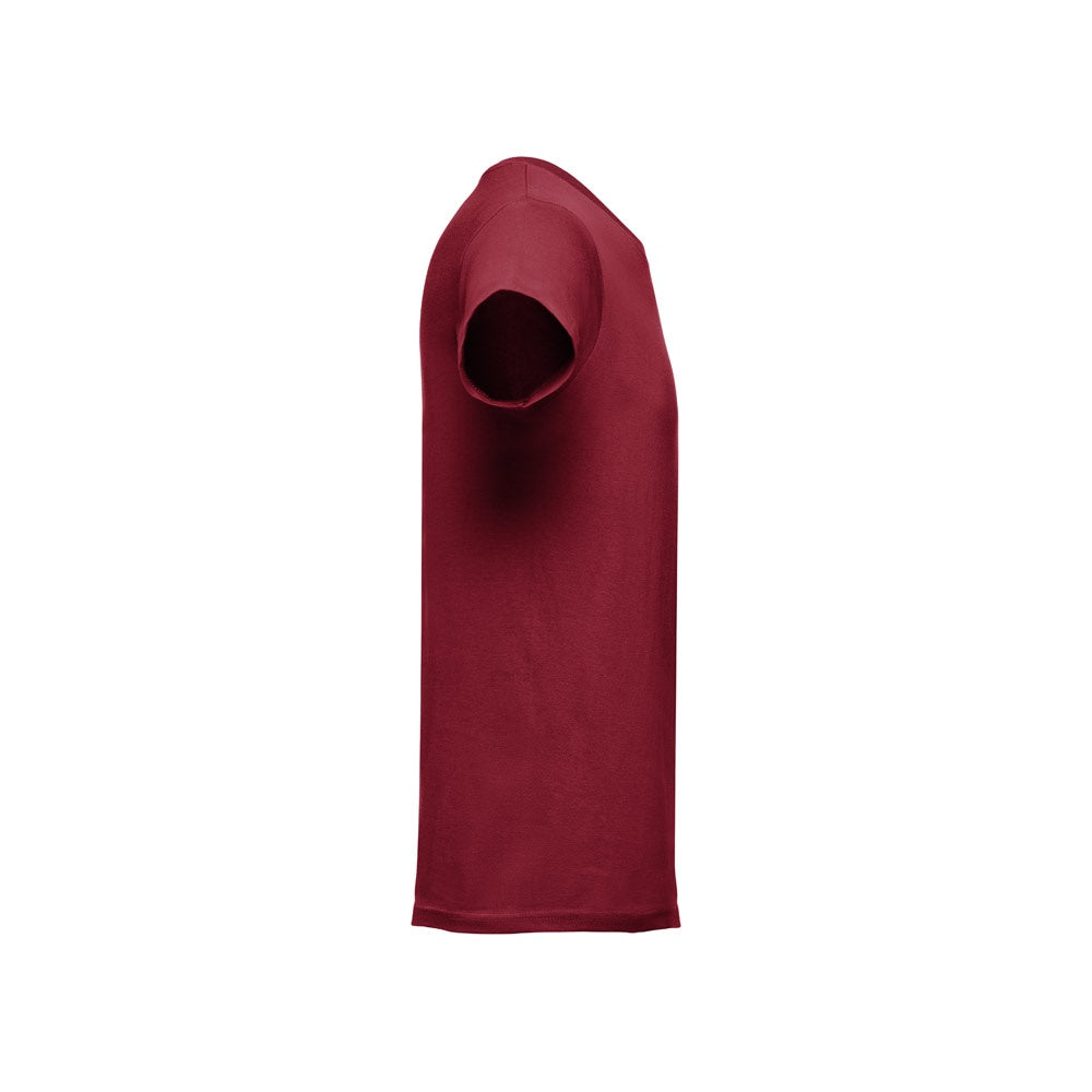 THC LUANDA 3XL promotional t-shirt in burgundy (detail view) with custom logo branding
