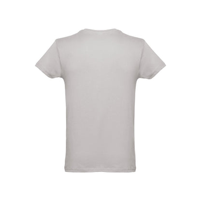 THC LUANDA 3XL promotional t-shirt in light grey (detail view) with custom logo branding