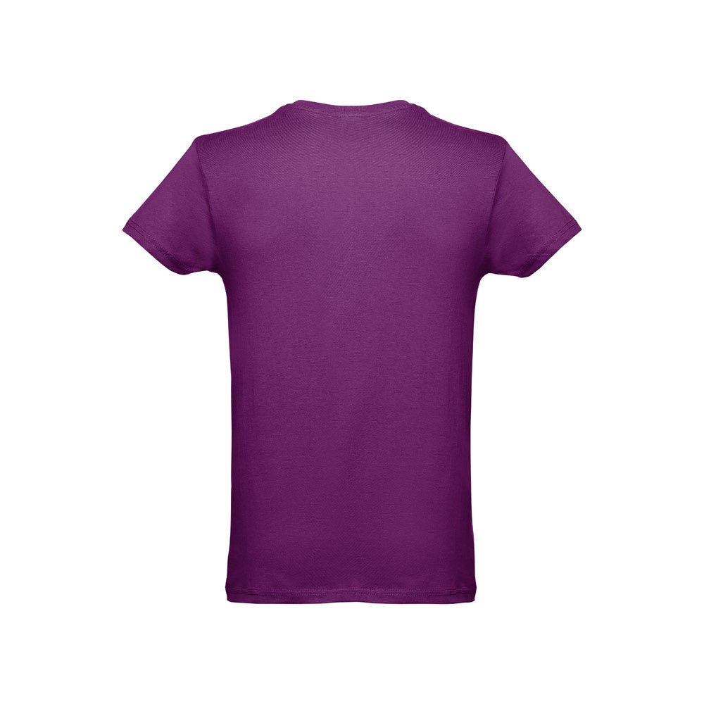 THC LUANDA 3XL promotional t-shirt in purple (detail view) with custom logo branding