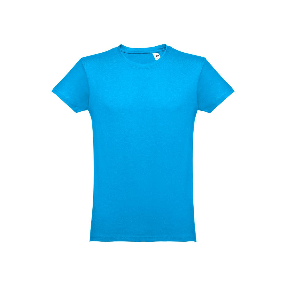 THC LUANDA 3XL promotional t-shirt in acqua blue with custom logo branding