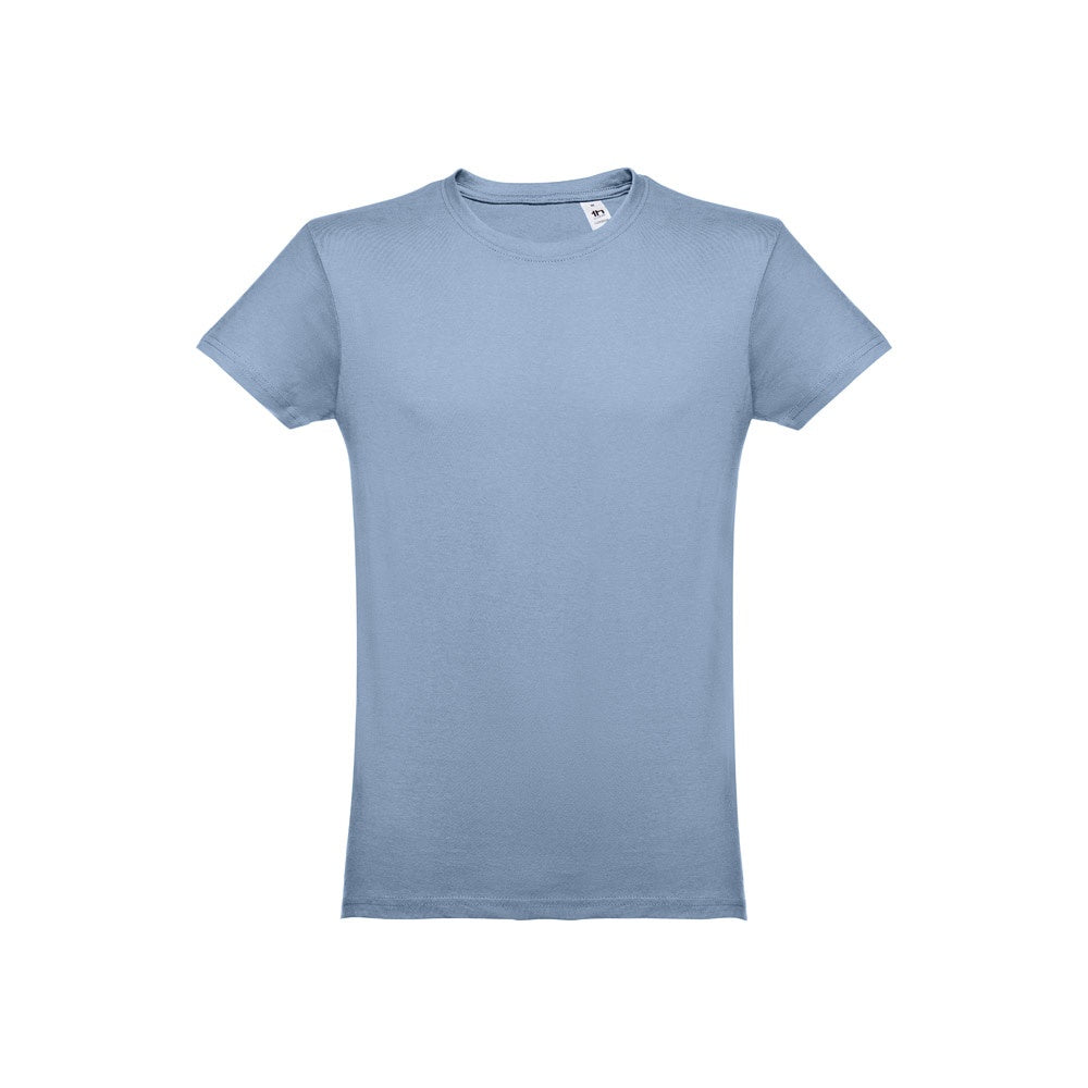 THC LUANDA 3XL promotional t-shirt in pastel blue with custom logo branding