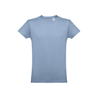 THC LUANDA 3XL promotional t-shirt in pastel blue with custom logo branding