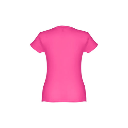 THC SOFIA promotional t-shirt in pink (detail view) with custom logo branding