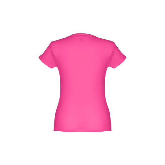 THC SOFIA promotional t-shirt in pink (detail view) with custom logo branding