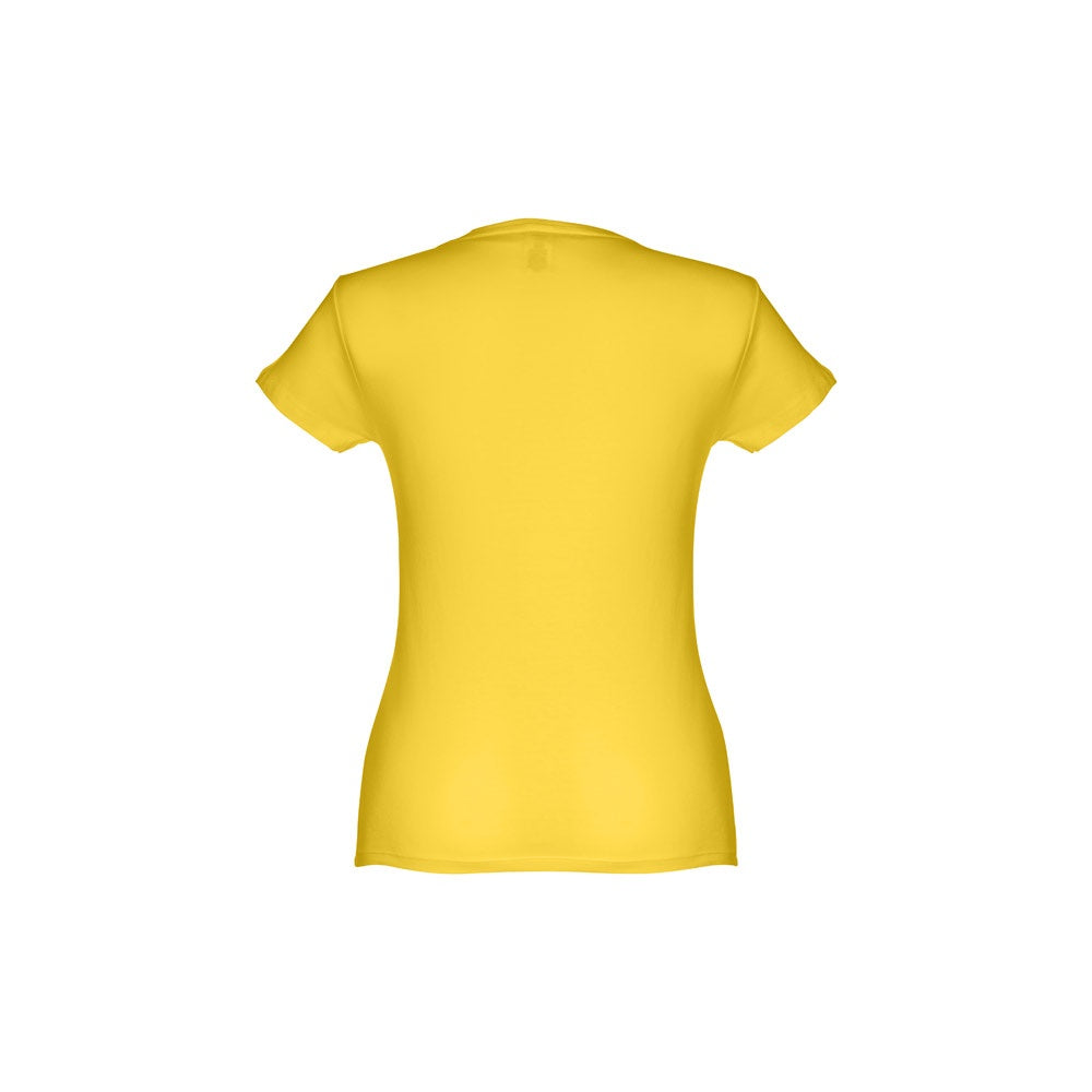 THC SOFIA promotional t-shirt in yellow (detail view) with custom logo branding