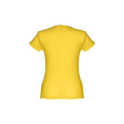 THC SOFIA promotional t-shirt in yellow (detail view) with custom logo branding
