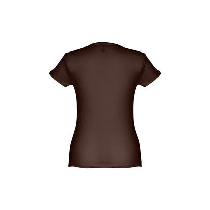 THC SOFIA promotional t-shirt in dark brown (detail view) with custom logo branding